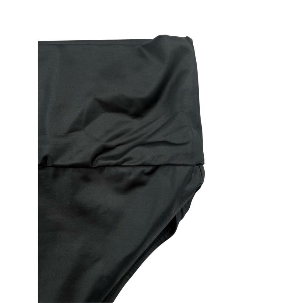 NWT Seafolly Roll Top High Waisted Bikini Bottom Black Wet Look Faux Leather 8 - Picture 8 of 16